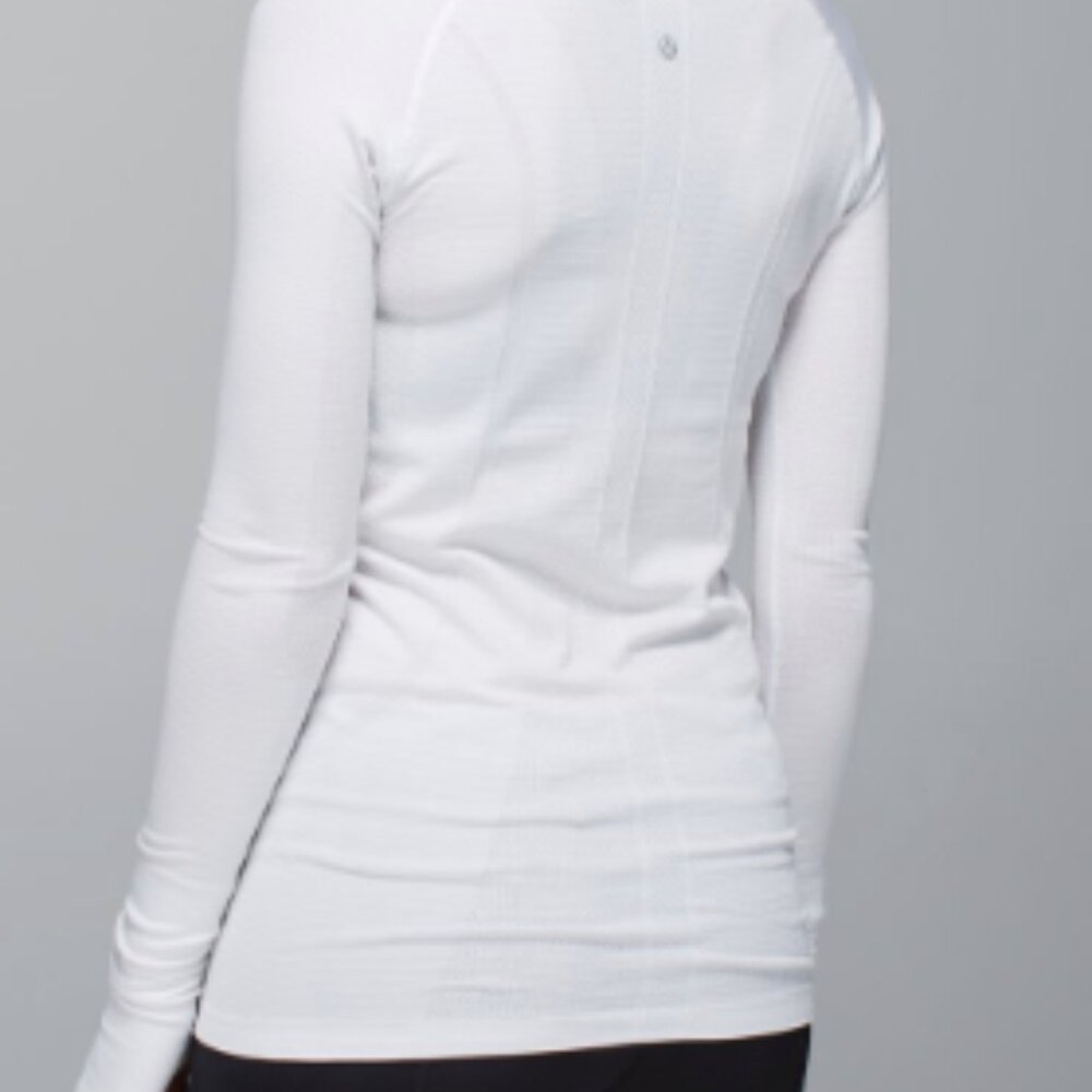 (6026)  🍋 LULULEMON RUN: Swiftly Tech Long Sleeve Crew Sz 6 WHITE VGUC - Picture 3 of 11